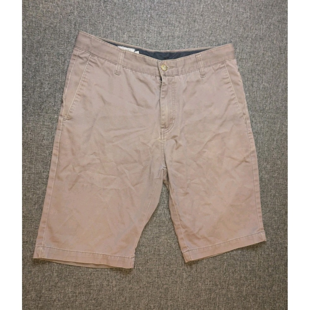 Volcom Y2K Shorts Mens 30 Brown / Beige Flat Front Chino Casual Stretch Pockets